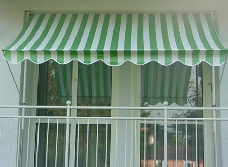 Angerer 2306/1003 Klemmmarkise PE-Gewebe Blockstreifen, Grün, 250 cm