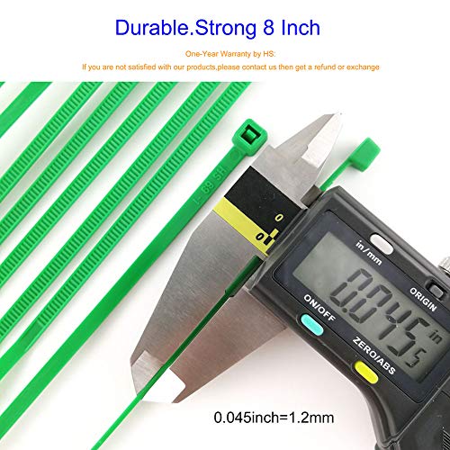 HS Green Zip Ties 8 Inch (Bulk-1000 Pack) Nylon Cable Ties 40 Lbs Self-Locking Wire Ties for Electronics Organizer - Thumbnail 2
