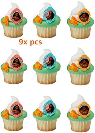 CakePicke Moana Cake Toppers Moana Voyagers Cupcake Rings. (9X pcs)