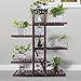 Ufine Carbonized Wood Plant Stand 6 Tier Vertical Shelf Flower Display Rack Holder Planter Organizer for Indoor Outdoor Garden Patio Balcony Living Room and Office