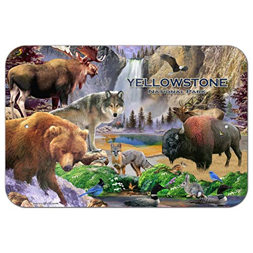 GRAPHICS & MORE Yellowstone National Park Wyoming Montana Idaho Animals Wolf Bear Fox Bison Home Business Office Sign - Metal - 6