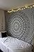 Craft N Craft India Wall Tapestry - Hanging Mandala Tapestries – Bohemian Beach Picnic Blanket – Hippie Decorative & Psychedelic Dorm Decor - 84 x 52 Inch (Black & White)