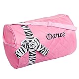 Quilted Nylon Dance Duffle Bag w/ Zebra Stripe (Light Pink/Black/White)
