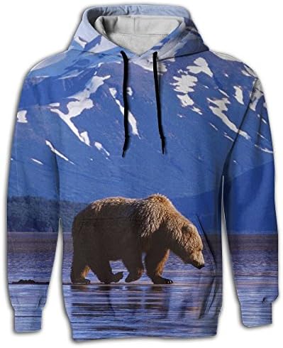 Bear Pullover Pocket Full All Over Hoody Autumn For Outdoor Sports Comfortable Sweater Hiking Fit Unisex XXL