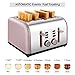 4 Slice toaster, Extra Wide Toaster 4 Slice Stainless Steel with Defrost/Reheat/Cancel/Quick Buttons 7 Browning Settings, 1400W, Rose Gold