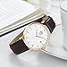 AIBI Men's Watch Classic Quartz Analog Business Wrist Egg White Face Rosegold Case Watches with Date Brown Leather Strap 3ATM Waterproof for Men