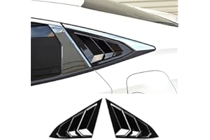 BOLTRY ABS Rear Side Window Louvers Air Vent Scoop Shades Cover Blinds Trim for Honda Civic Sedan 2016 2017 2018 2019 2020 2021（Bright Black）