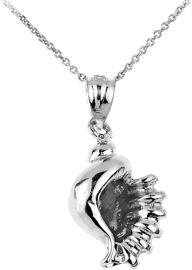Sea Life Collection 925 Sterling Silver Seashell Charm Pendant Necklace