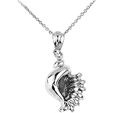 Sea Life Collection 925 Sterling Silver Seashell Charm Pendant Necklace