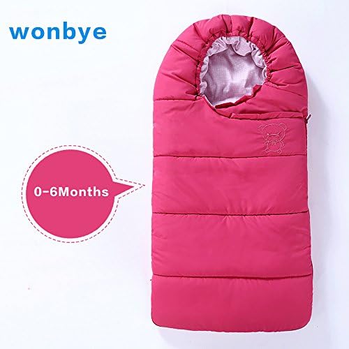 wonbye Infant Bunting Bag, Muslin Swaddle Blanket, Newborn Bunting Bag (Fuchsia 0-6 Months)