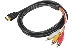 HIDIDI HDMI to 3 RCA Cable, 1080P 5ft/1.5m Male to 3-RCA Video Audio AV Lead Wire Connector Adapter Transmitter for TV HDTV DVD(ONLY for Device can Transfer Signal,or Work with HDMI/AV Adapter)