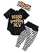 Newborn Baby Girl Boy Clothes Outfit Arrow Romper+ Striped Pants+ Hat 3pcs Set (0-3months, Black)