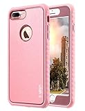 ULAK iPhone 7 Plus Case, Slim Shockproof Flexible TPU Bumper Case Durable Anti-Slip Slim Front and Back Hard Protective Cover for Apple iPhone 7 Plus Rose Gold Bling