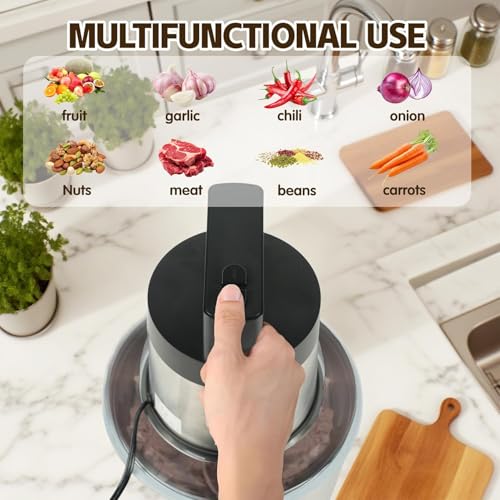 Meat Grinder 6L Large Capacity, 1200W Heavy Duty Electric Food Processor for Frozen Meat, Vegetable and Nuts with 3-Layer Blades & Stainless Steel Bowl, Dishwasher Safe, for Family BBQ, Keto Meal