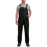HISEA Overalls for Men Flex Canvas Bib Stretch Lightweight Duck Workwear | 9oz, stretch canvas, double knee, relaxed fit, 6 Pockets, triple-stitched seams, for farming/ranching/carpentry/construction