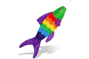 THQZLH Rainbow Fish Windsock: Wind Socks for Outside Heavy Duty, Adding Color and Joy to Any windsocks Outdoor Space