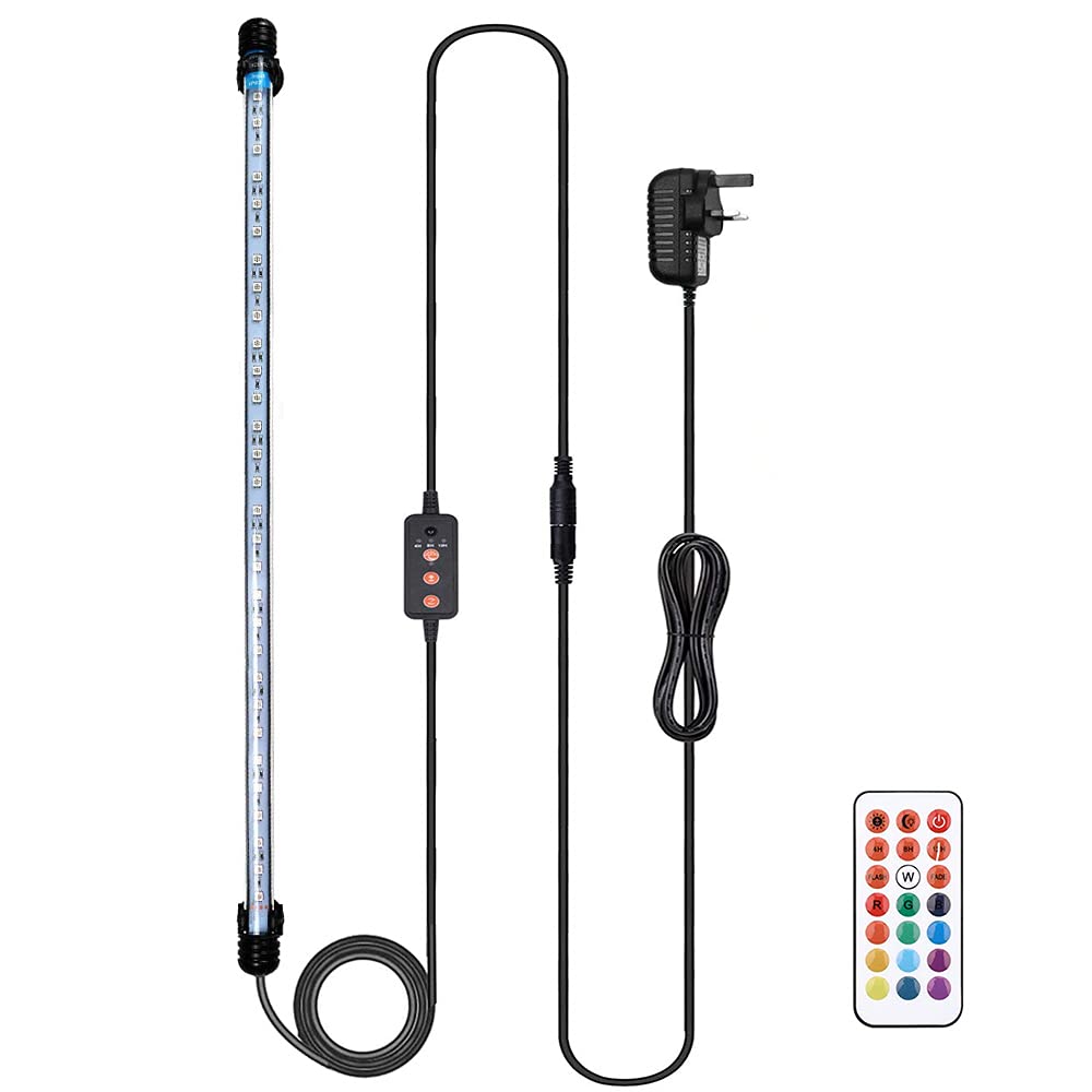 VARMHUS LED Aquarium Light with Remote Controller - Custom Adjusts 13 Colors, Submersible Fish Tank Light with Small Simple Aquarium Timer for Sunrise and Sunset (RGB 58.5cm)