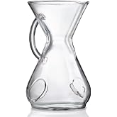 Chemex ChemAer Pour Over Coffee Maker, Glass Handle, 8 Cup 40 oz Carafe | Aerates and Oxygenates Coffee or Wine, Patented Filter, Borosilicate Glass