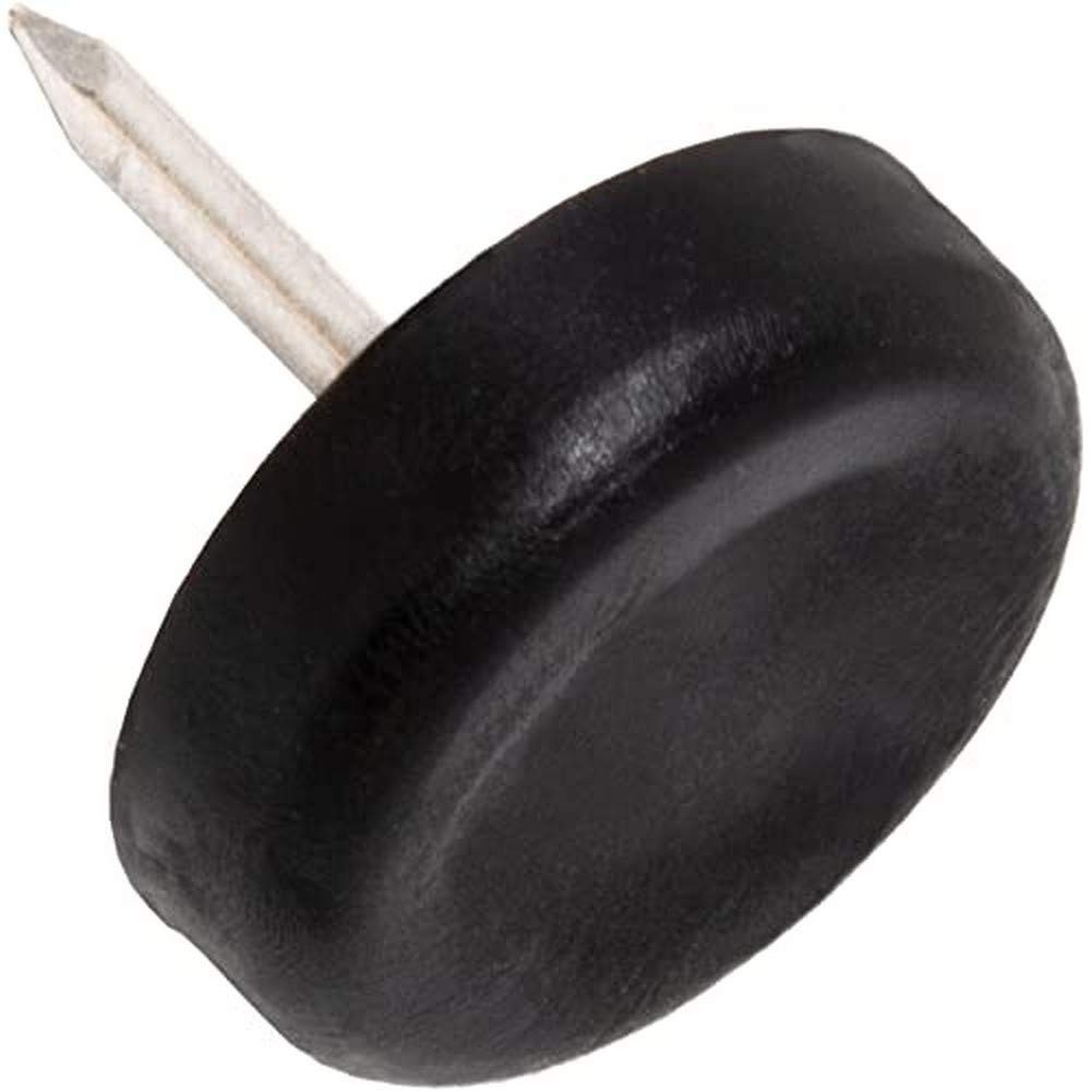 Adsamm® / 32 x Glides in plastic with nail | Ø 0,79'' (Ø 20 mm) | black | round | Premium quality furniture sliders with nail by Adsamm®
