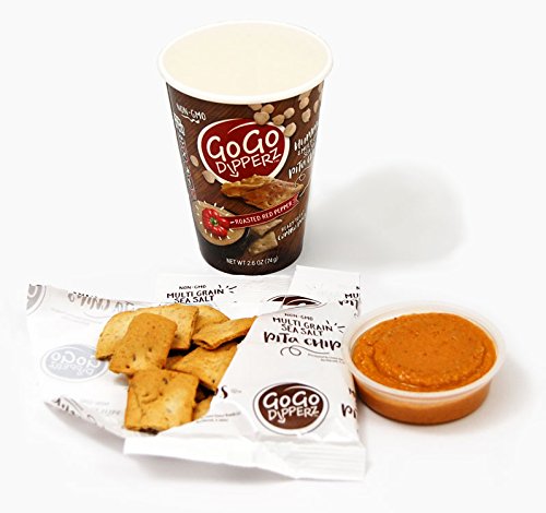 GoGo Dipperz Healthy On-the-Go Roasted Red Pepper Hummus and Multi-Grain Sea Salt Pita Chips - 2.6 oz Combo Packs (Case of 6)
