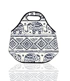 Lionkin8 Insulated Neoprene Lunch Bag Elephant Designer Reusable Tote Handbag Food Container for School Work Outdoor