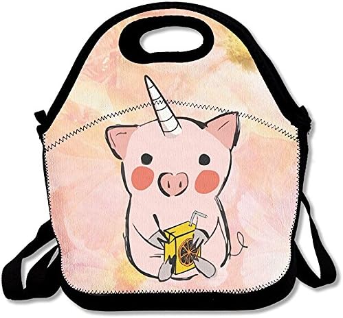 Starindian Cute Cartoon Unicorn Pig With Orage Juice Waterproof Lunch Tote Bag Insulated Reusable Picnic Lunch Boxes For Men Women Kids