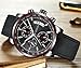 Watches Mens Sports Chronograph Waterproof Analog Quartz Watch with Black Leather Band Fashion Watch Women Watches