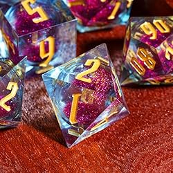 Cusdie Handmade DND Dice, Liquid Core Dice Set D&D
