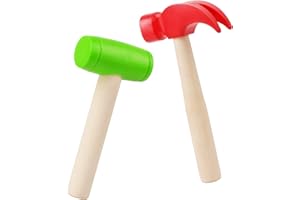 Waenerec 2pcs Toy Hammer Simulation Wooden Hammers Small Plastic Toddler Claw Hammer Portable Kids Maintenance Tools Toys Pretend Fake Mallet Hammers for Boys Girls