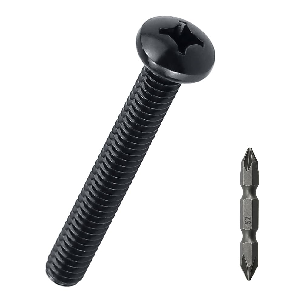 Photo 1 of #8-32 x 2-1/4" Stainless Pan Head Machine Screws 25 Pcs, 18-8 (304) Stainless Steel Phillips Drive Pan Head, Full Thread, Black Coated, Fayeploo (with Double End Screwdriver Bit)