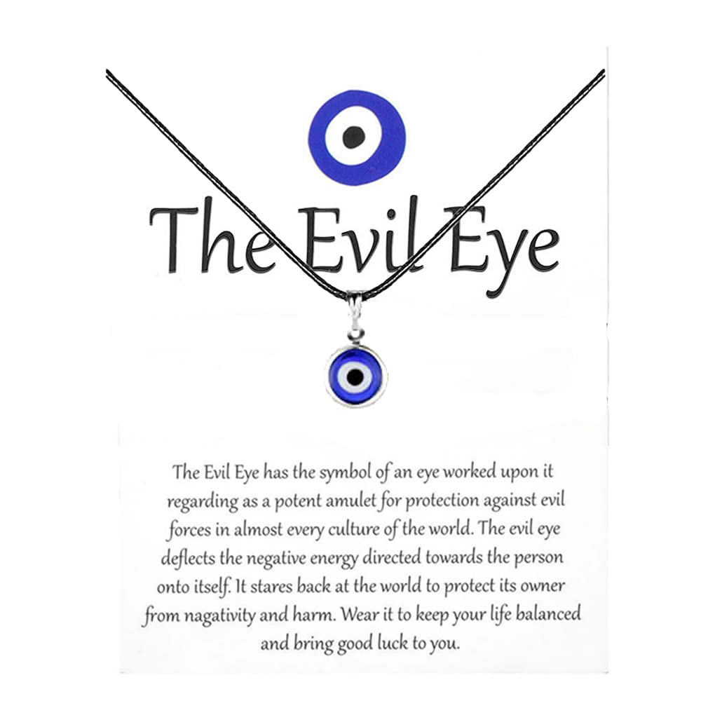 RUIZHEN Evil Eye Pendant Necklace Turkish Evil Eye Necklace Glass Eye Leather Rope Necklace for Women Men Protection Lucky Jewelry, 10mm, 30mm, Copper โ image 1