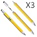 Shulaner 6 in 1 Tech Tool Ballpoint Pen with Ruler, Levelgauge, Ballpoint Pen, Stylus and 2 Screw Driver, Multi-functional Tool Fit for Mens Gift, Yerllow, Pack of 3