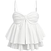 SOLY HUX Girl's Summer Crop Top Ruffle Layered Flowy Babydoll Cami Shirt Cute Camisole