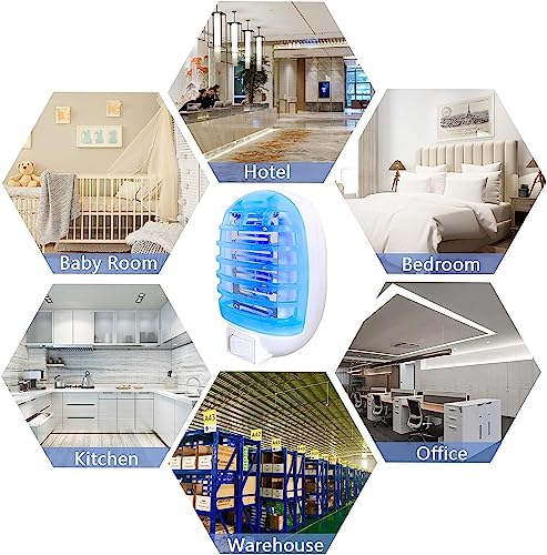 Bug Zapper Indoor, 2 Pack Mosquito Killer Lamp Electric Fly Insect Gnat Trap Led Night Light for Living Room Bedroom Home Kitchen Office (Cyan)