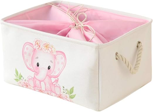 pink nursery storage baskets