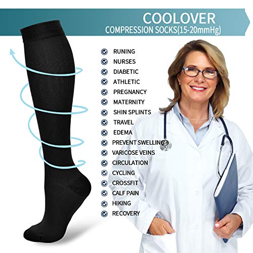image for COOLOVER Compression Socks,(7 or 8 Pairs) Compression Sock for Women &