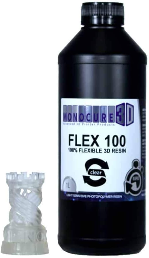 Monocure 3D Rapid FLEX100 3D Resin for Low Power UV 3D Printers 1L Clear