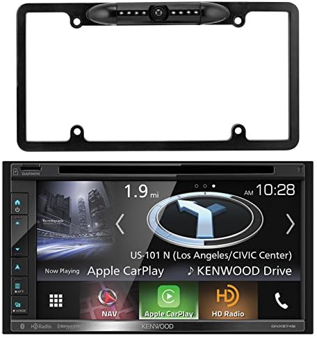 Kenwood 2-DIN Navigation In-Dash DVD/CD/AM/FM Bluetooth Car Stereo w/ 6.8" Resistive Touchscreen, Enrock Car License Plate Frame Rear View Backup Waterproof Camera