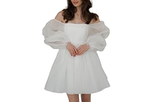 Smileven Short Wedding Dresses for Bride 2025 Lace Mini Formal Bridal Gowns with Sleeves