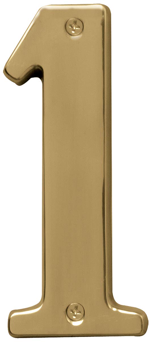Hy-Ko Products BR-51PB/1 Prestige House Number 1 (ONE) 5" High, Polished Brass Finish, 1 Piece