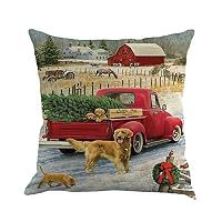 iLH Christmas Pillow Cases,ZYooh Tree Car Printed Linen Throw Pillow Cases Sofa Cushion Cover Home Party Decoration 18" (H)