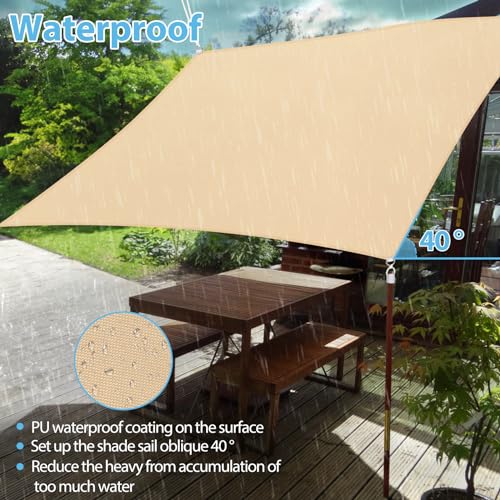 Rectangular Shade Sail, 4 x 5 m, 99% UV Protection, Waterproof, Quick Heat Dissipation, Resists High Tensile Forces, Shade Awning for Patio Outdoor Garden