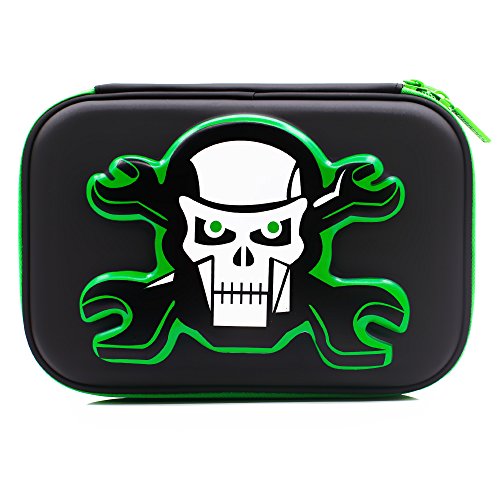 SOOCUTE School Boys Cool Skull Hardtop Pencil Case Big Pencil Box with Compartment for Kids, Black (Minecraft Best Use For Gold)