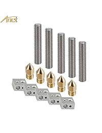 Anet A2 A8 3d impresora parte, 5pc Boquilla Extrusora de Impresión (0.4 mm latón cabeza + 5pc 30 mm Longitud teflón Garganta Tubo + calentador de 5pc bloques Hotend Para MK8 Makerbot Reprap i3