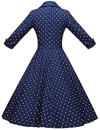 GownTown - Vestidos para mujer de los años 50, vestidos de estilo vintage con mangas 3 4, con bolsillo y elástico