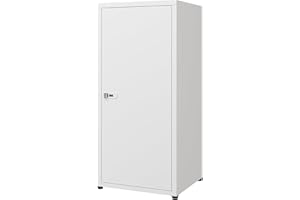 MIOCASA Metal Locker Storage Cabinet with Lock and Shelves,Single Door Lockable Cabinet for Bedroom,School,Kindergarten (White)