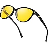 TJUTR Polarized Night Vision Driving Glasses for Women Men, Anti-Glare Yellow Lenses with UV Protection for Nighttime Safety