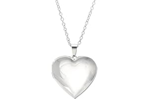 Paialco Stainless Steel Heart Shaped Locket Pendant Necklace, Royal Flowers Engraved