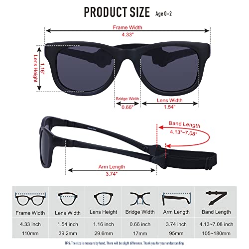 COCOSAND Baby Sunglasses with Strap UV Protection Flexible Square for