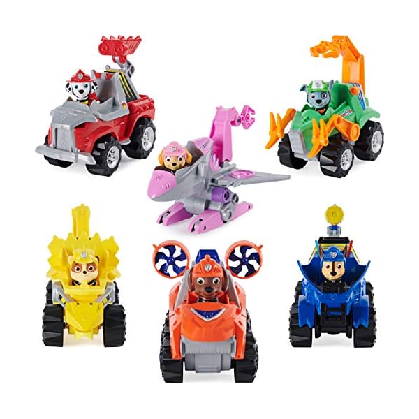La-Pat-Patrouille-La-Pat-Paw-Patrol-6056930-Childrens-Toy-Vehicle-and-Dino-Rescue-Figurine-Random-Model Paw Patrol Marshall 6056930 – Children's Toy – Vehicle + Dino Rescue Figurine Random Model, Multicolored